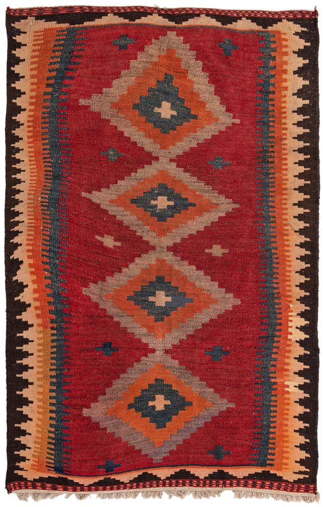 4' 4 x 6' 6 Hand Woven Kilim Fars Wool Rug