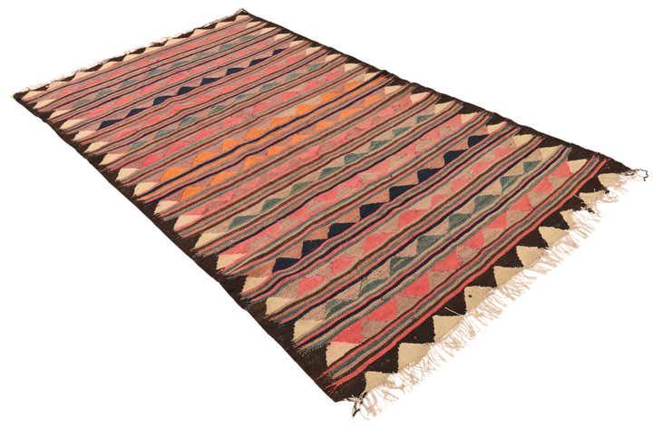 4' 3 x 7' 3 Hand Woven Kilim Fars Wool Rug