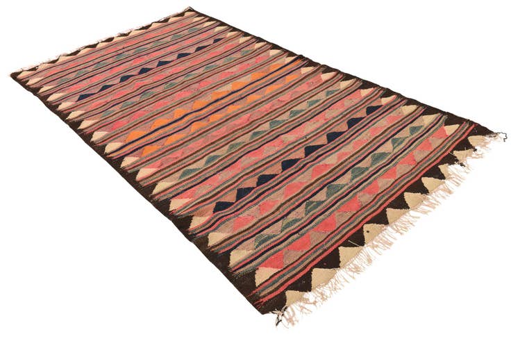 Detail image of 4' 3 x 7' 3 Hand Woven Kilim Fars Wool Rug