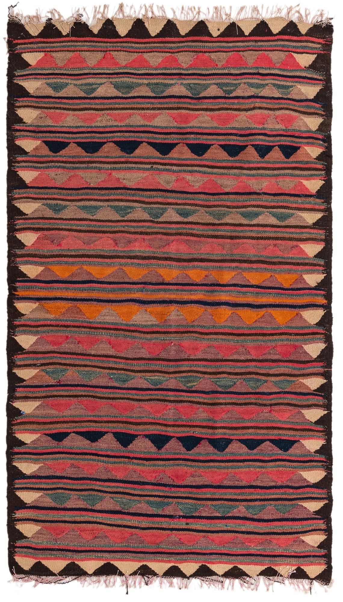 4' 3 x 7' 3 Hand Woven Kilim Fars Wool Rug