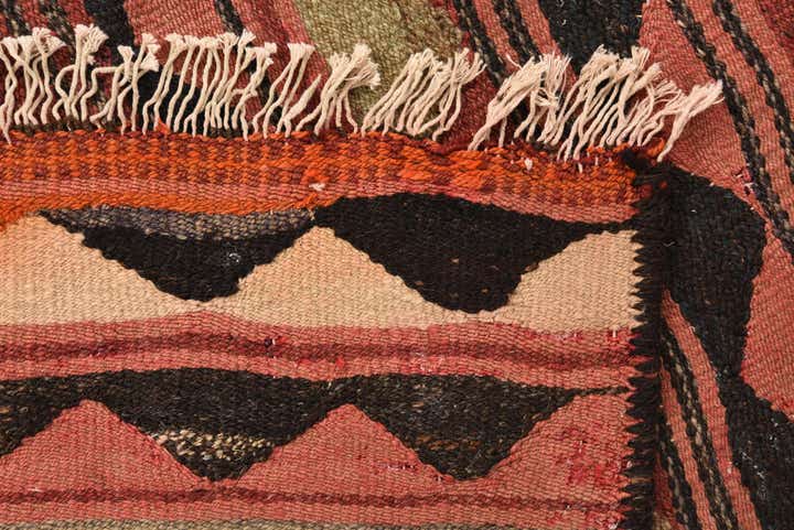 4' 1 x 7' Hand Woven Kilim Fars Wool Rug