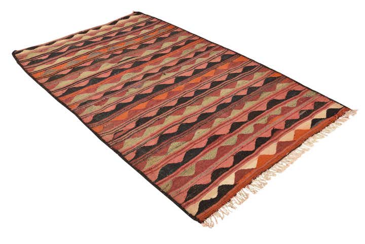 4' 1 x 7' Hand Woven Kilim Fars Wool Rug