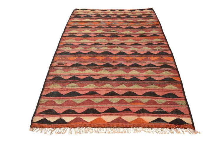 4' 1 x 7' Hand Woven Kilim Fars Wool Rug