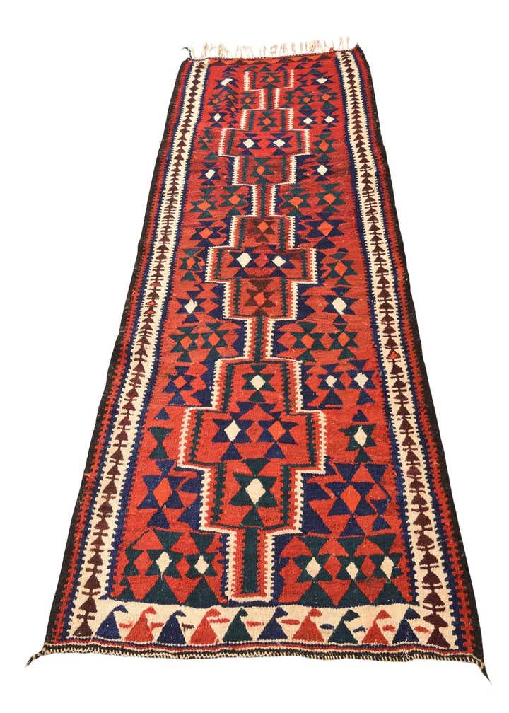 4' 3 x 7' 5 Hand Woven Kilim Fars Wool Rug