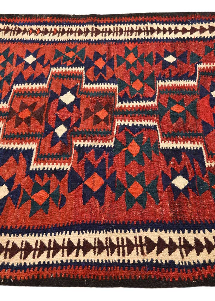 4' 3 x 7' 5 Hand Woven Kilim Fars Wool Rug