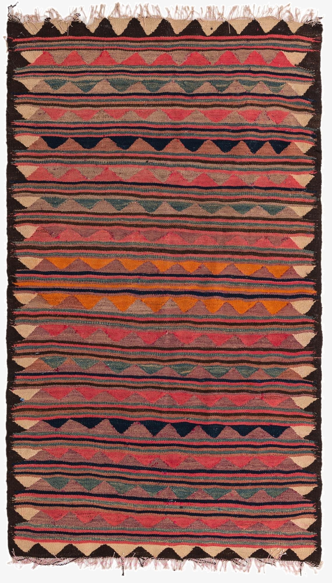 4' 3 x 7' 3  Hand Woven Kilim Fars Wool Rug