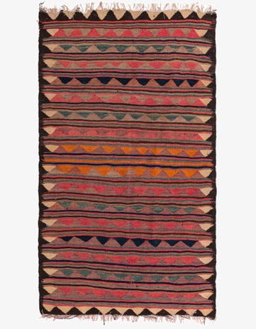 4' 3 x 7' 3 Hand Woven Kilim Fars Wool Rug