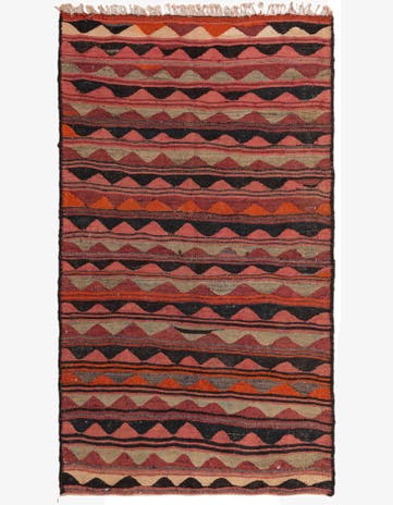 4' 1 x 7' Hand Woven Kilim Fars Wool Rug