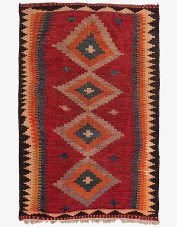 4' 4 x 6' 6 Hand Woven Kilim Fars Wool Rug