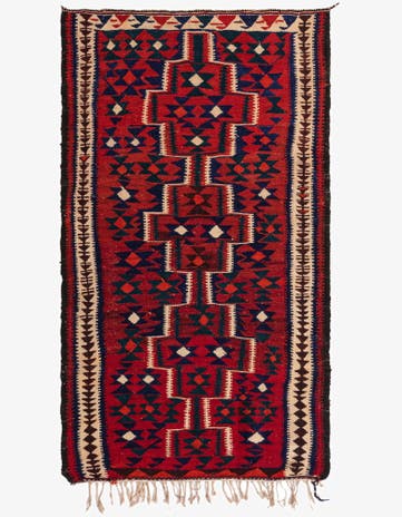 4' 3 x 7' 5 Hand Woven Kilim Fars Wool Rug