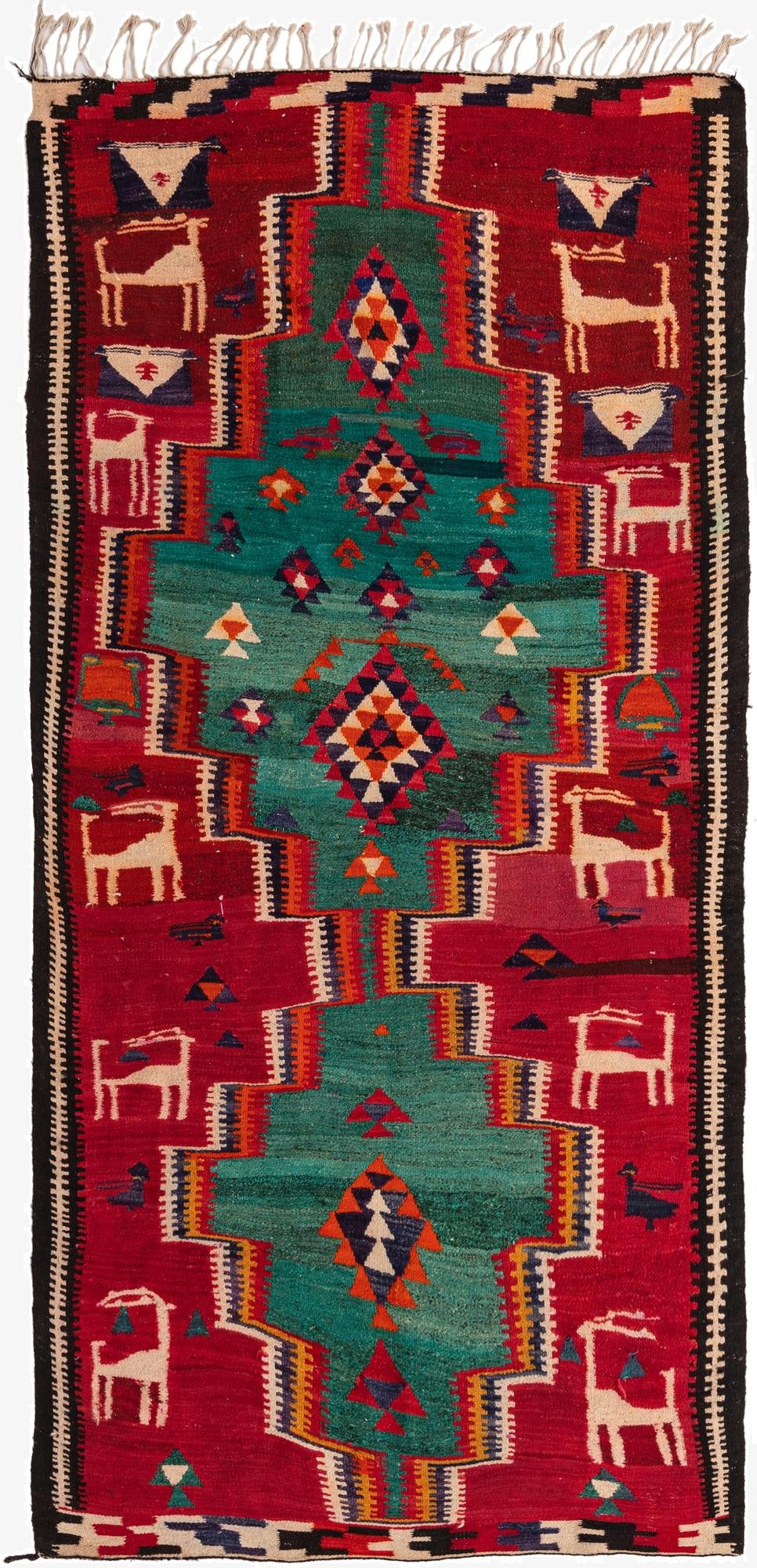 4' 9 x 8' 10  Hand Woven Kilim Fars Wool Rug