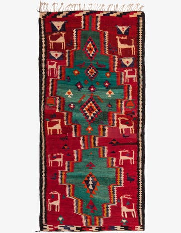 4' 9 x 8' 10 Hand Woven Kilim Fars Wool Rug