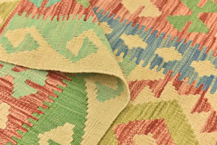 3' 3 x 4' 10 Hand Woven Kilim Maymana Wool Rug