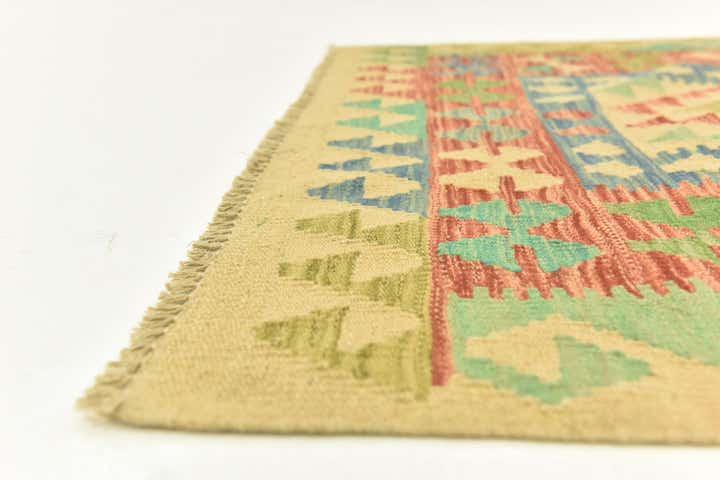 3' 3 x 4' 10 Hand Woven Kilim Maymana Wool Rug