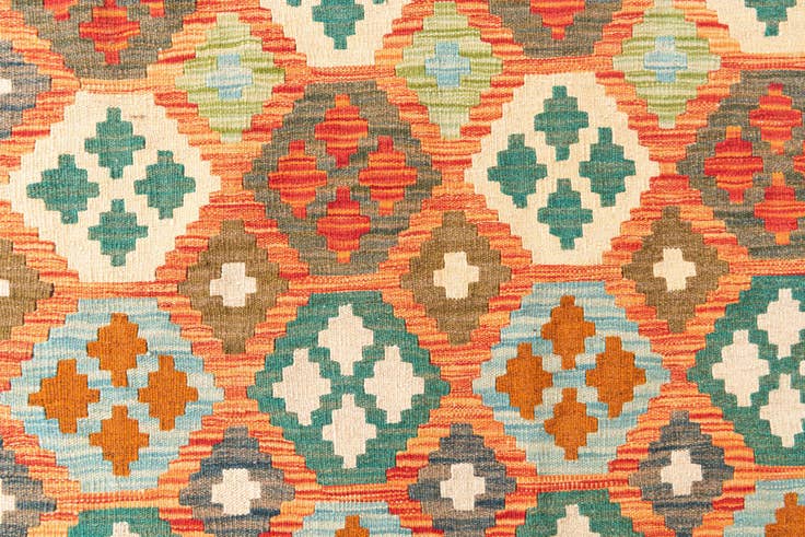 Detail image of 5' x 6' 5 Hand Woven Kilim Maymana Wool Rug