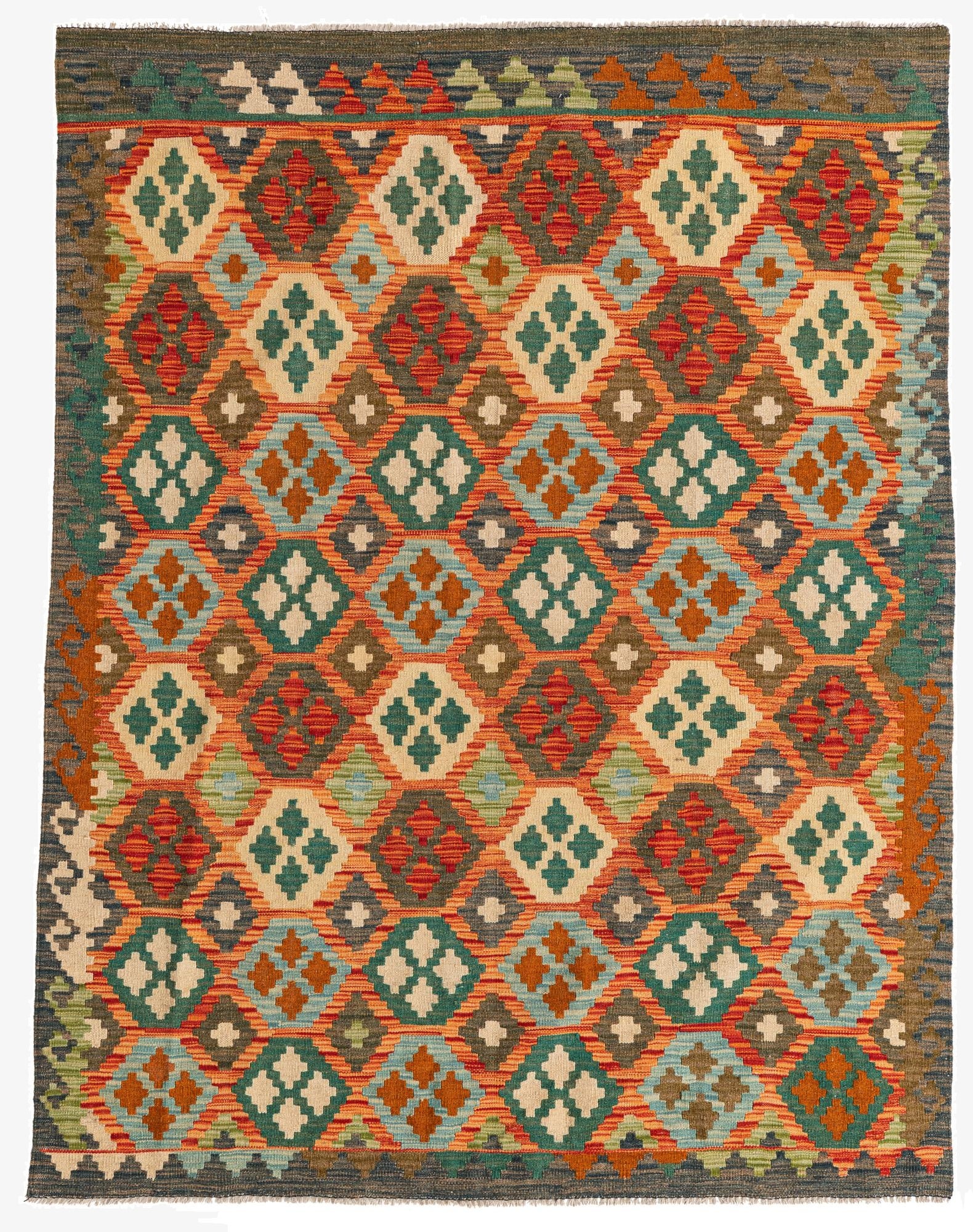 5' x 6' 5  Hand Woven Kilim Maymana Wool Rug
