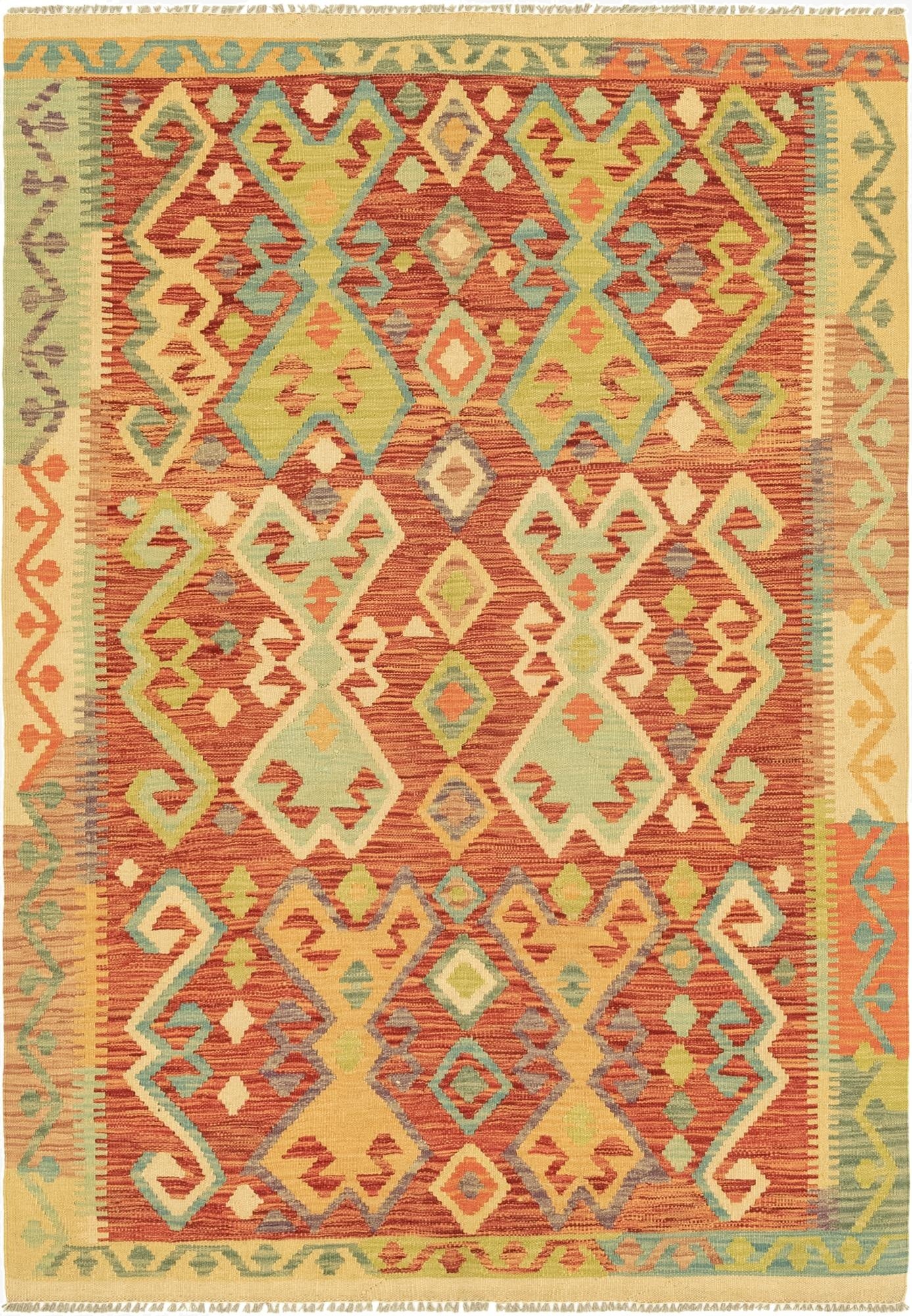 4' 9 x 6' 10  Hand Woven Kilim Maymana Wool Rug