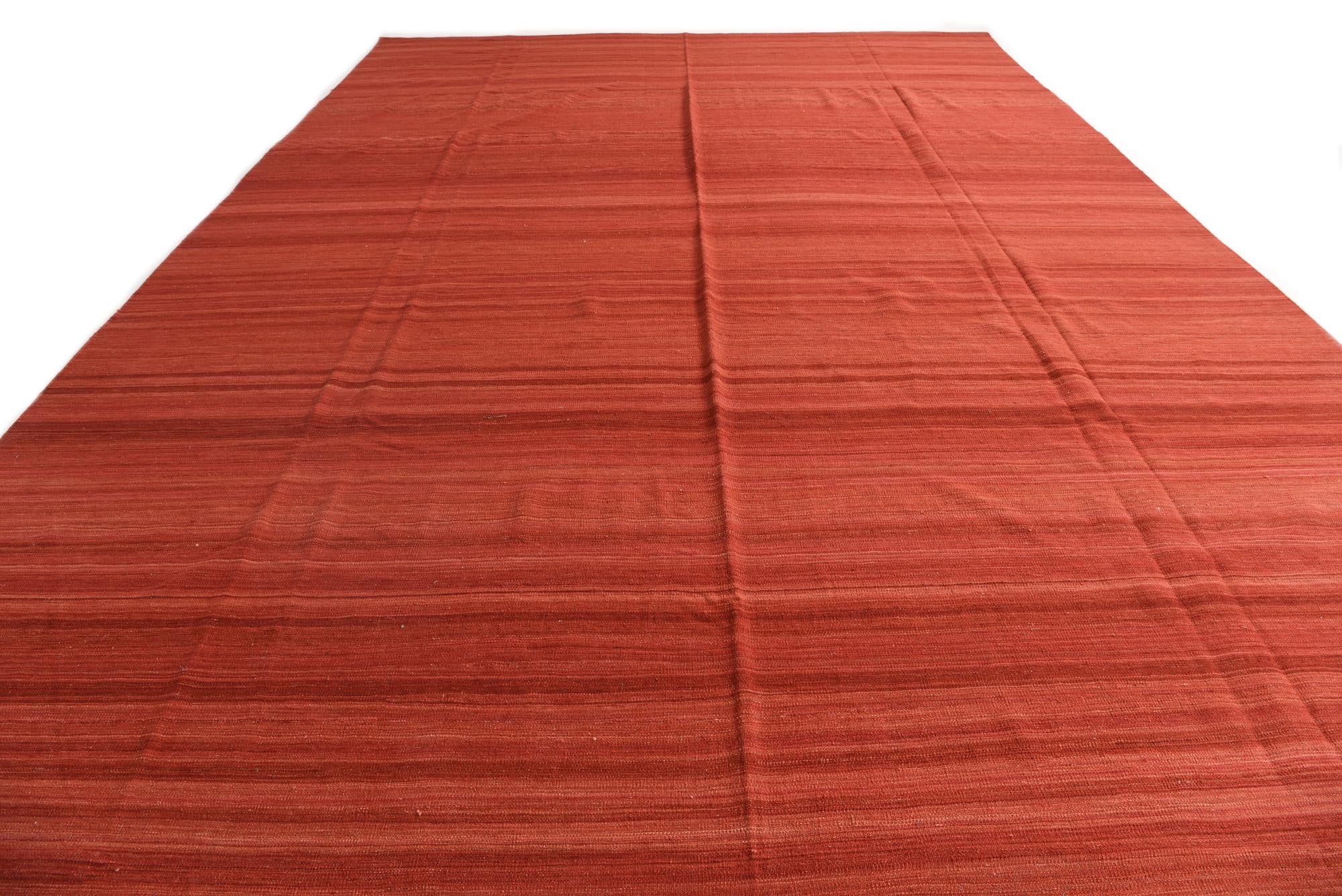 13' 2 x 19' 5 Hand Woven Kilim Modern Wool Rug