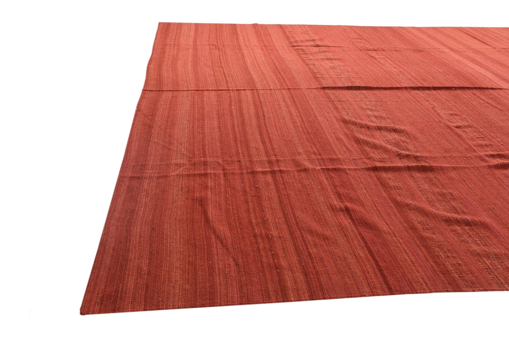 13' 2 x 19' 5 Hand Woven Kilim Modern Wool Rug