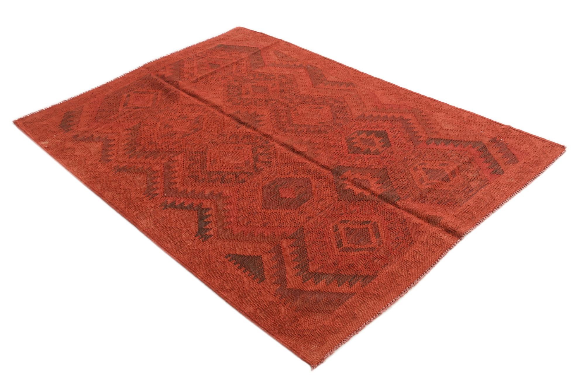 4' 1 x 5' 9 Hand Woven Kilim Modern Wool Rug