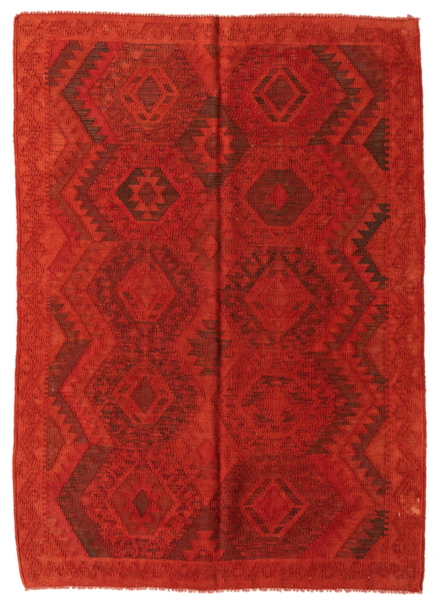 4' 1 x 5' 9 Hand Woven Kilim Modern Wool Rug