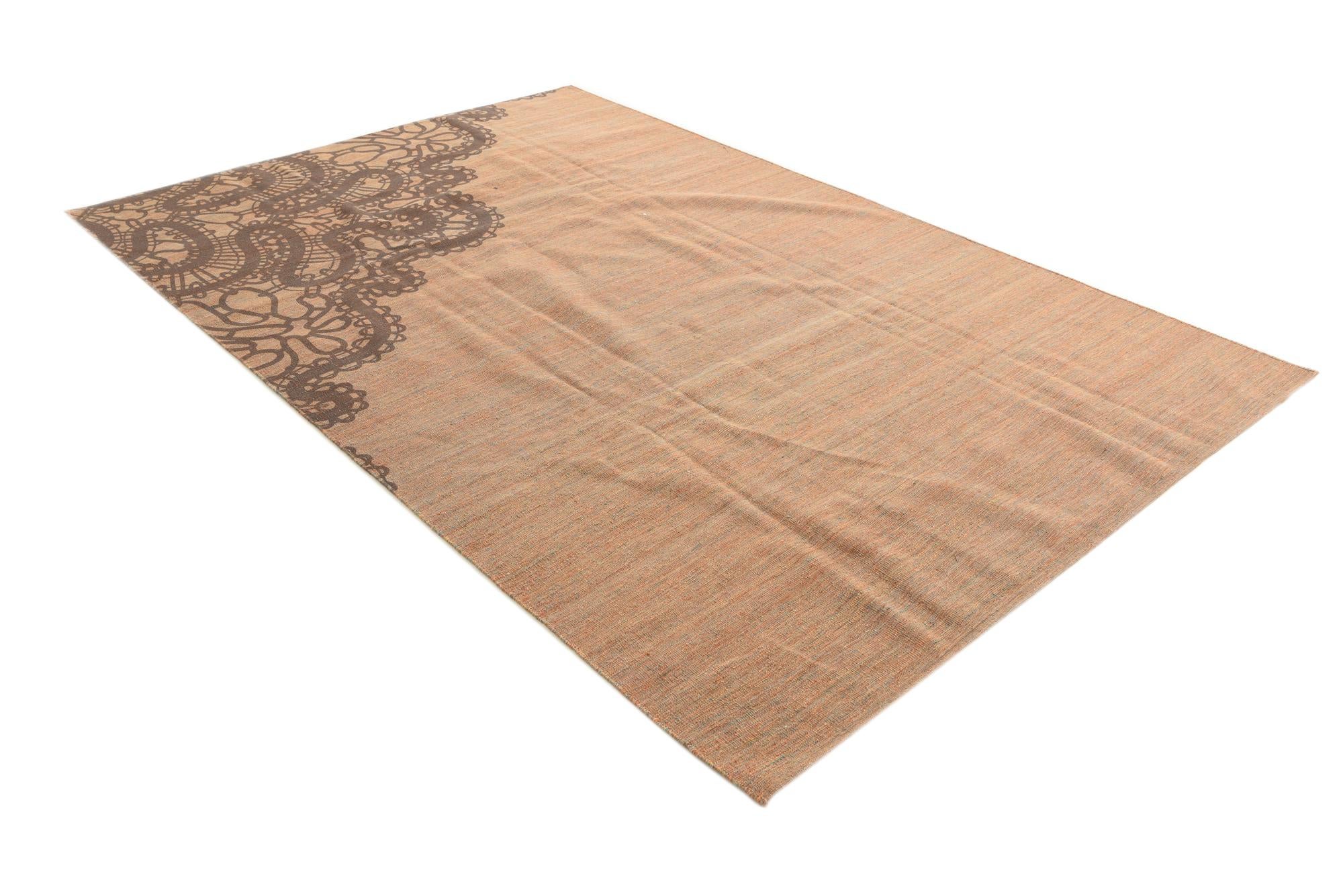 6' 8 x 10' 1 Hand Woven Kilim Modern Wool Rug