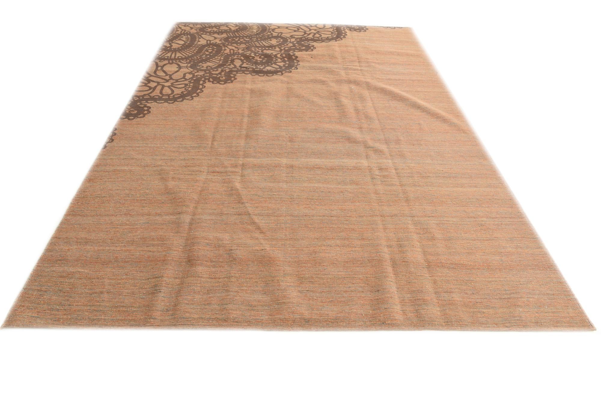 6' 8 x 10' 1 Hand Woven Kilim Modern Wool Rug