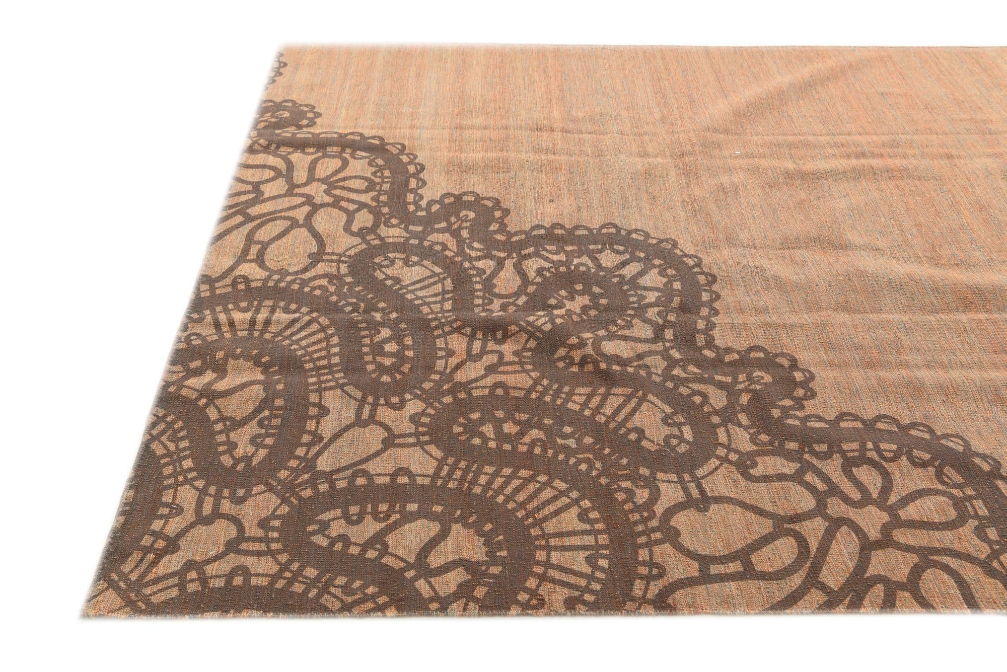 6' 8 x 10' 1 Hand Woven Kilim Modern Wool Rug