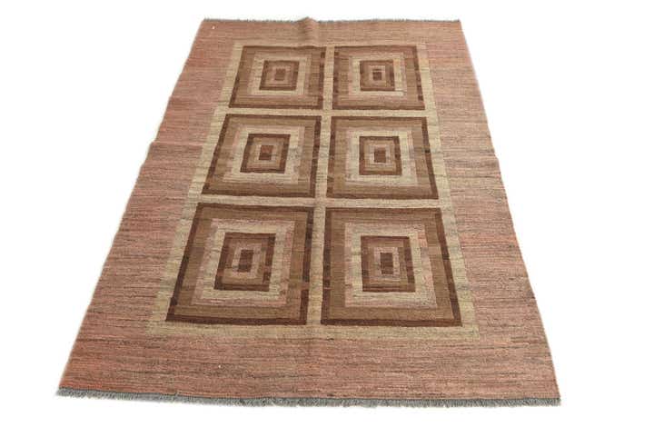 4' 3 x 6' 3 Hand Woven Kilim Modern Wool Rug