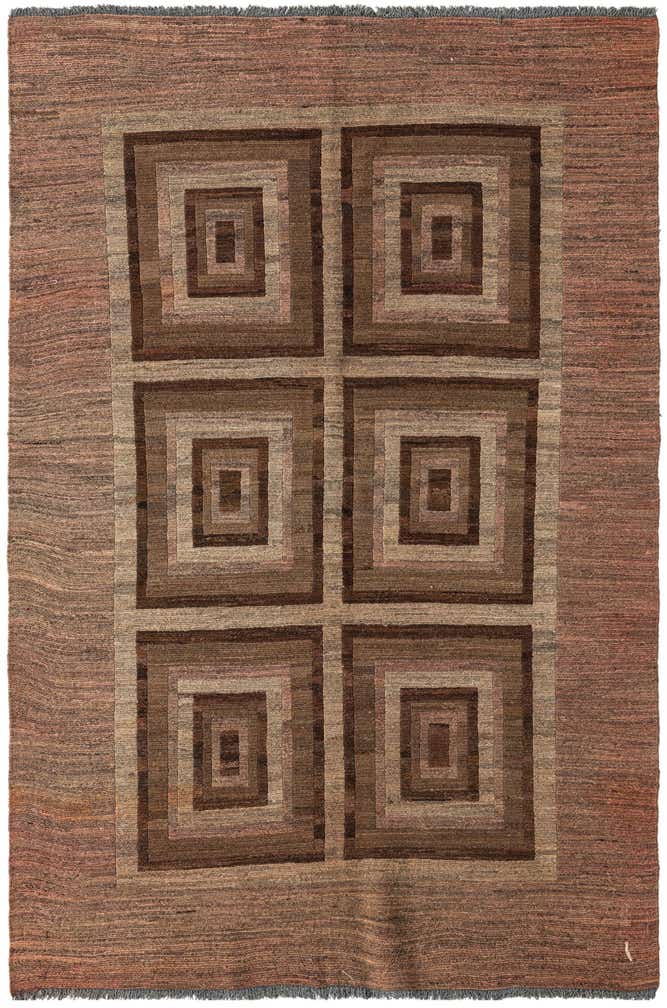 4' 3 x 6' 3 Hand Woven Kilim Modern Wool Rug
