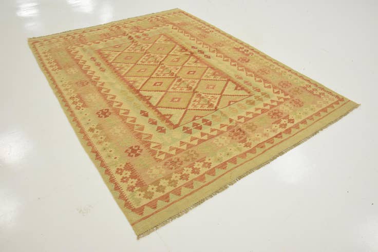 Detail image of 4' 9 x 6' 7 Hand Woven Kilim Waziri Wool Rug