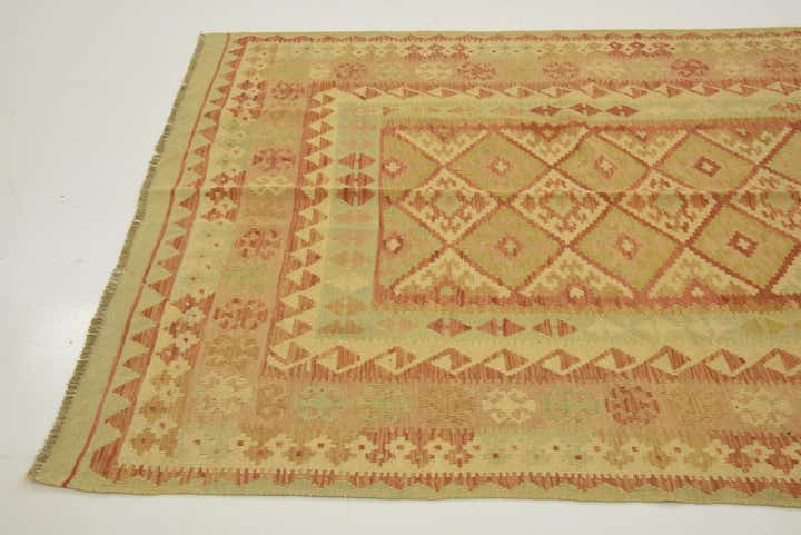 4' 9 x 6' 7 Hand Woven Kilim Waziri Wool Rug
