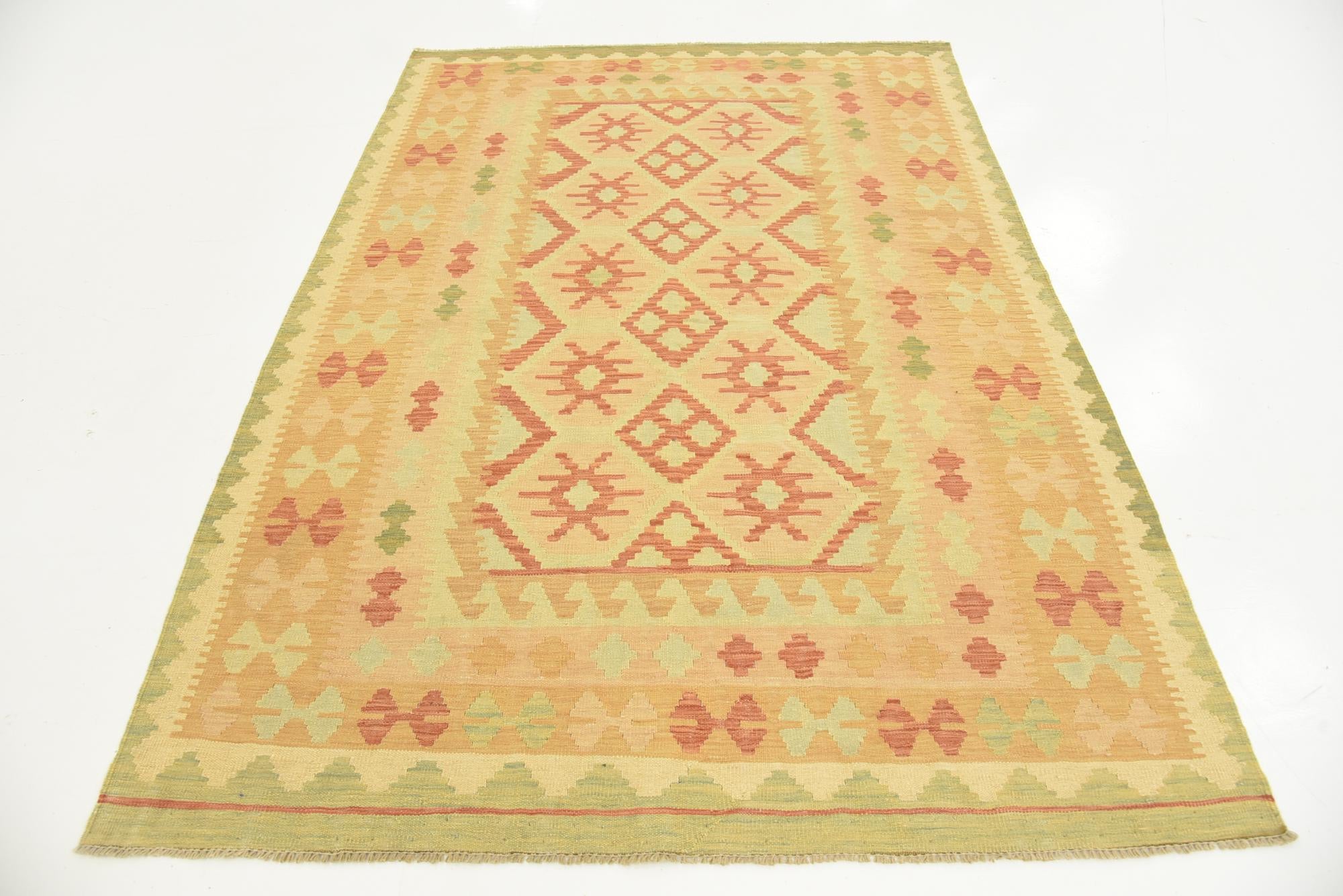 4' 9 x 6' 7 Hand Woven Kilim Waziri Wool Rug