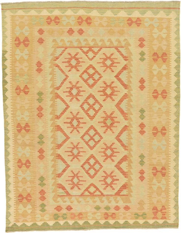 Detail image of 4' 9 x 6' 7 Hand Woven Kilim Waziri Wool Rug