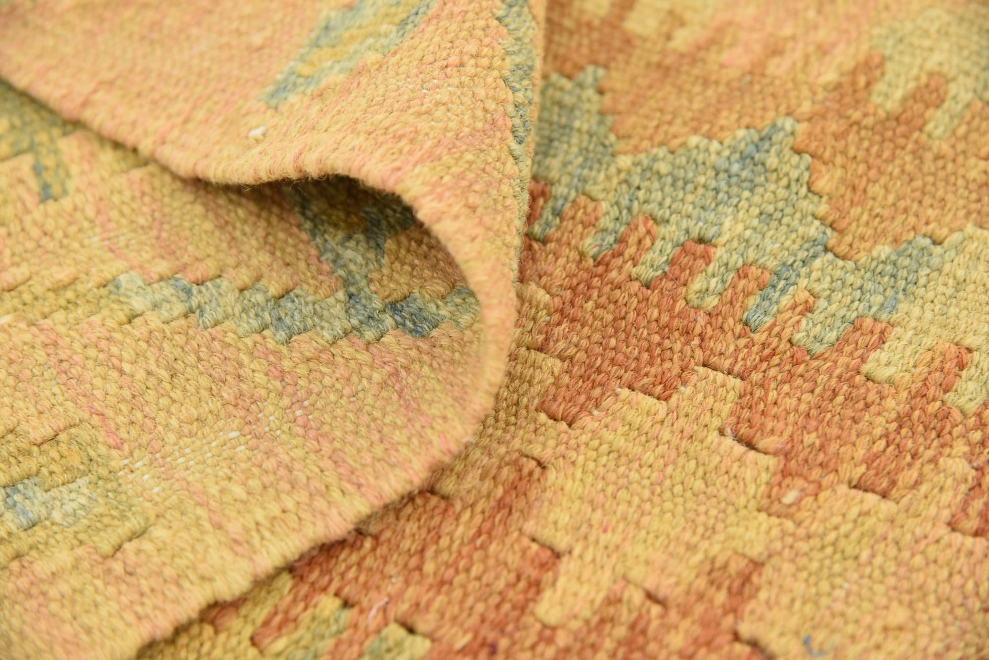 4' 9 x 6' 7 Hand Woven Kilim Waziri Wool Rug
