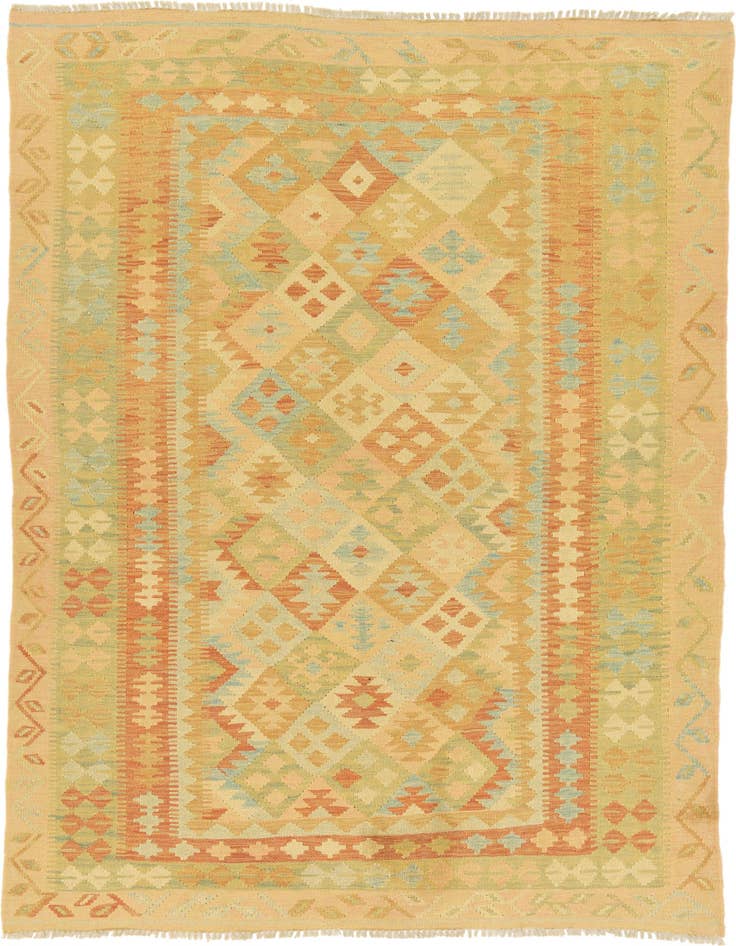 Detail image of 4' 9 x 6' 7 Hand Woven Kilim Waziri Wool Rug