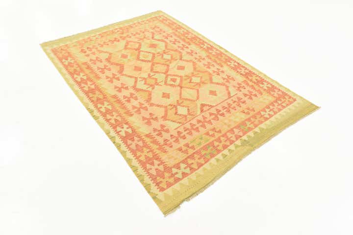 4' 8 x 6' 6 Hand Woven Kilim Waziri Wool Rug