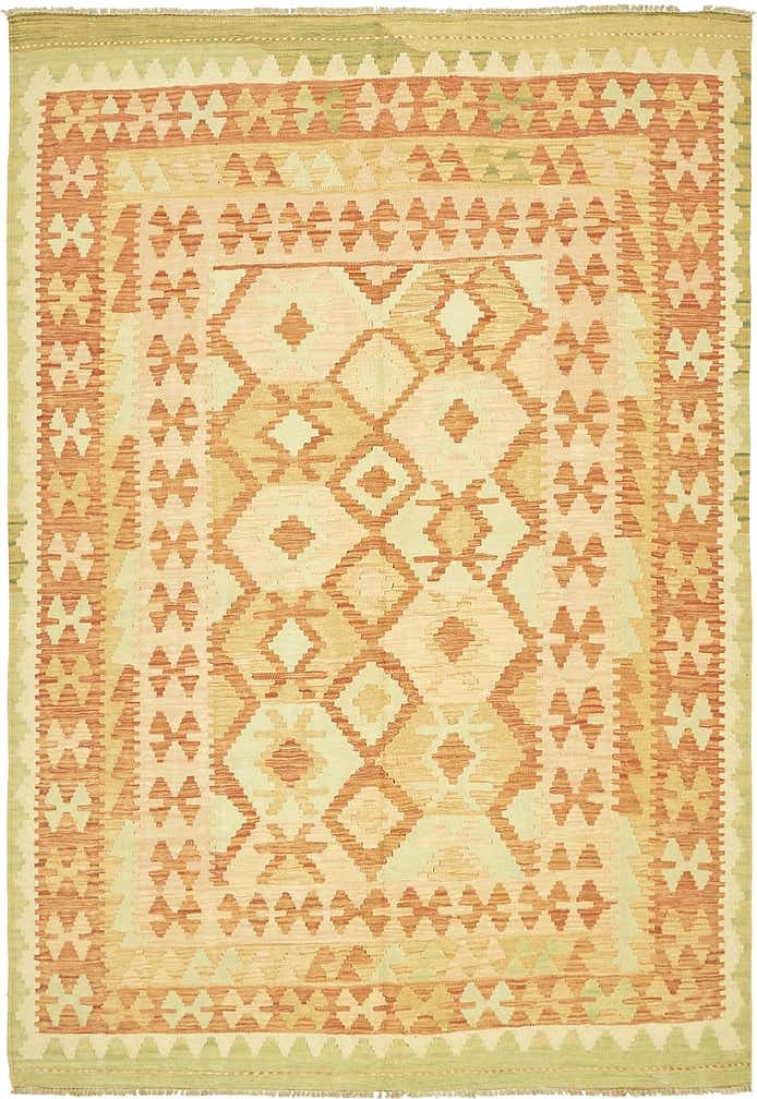 4' 8 x 6' 6 Hand Woven Kilim Waziri Wool Rug