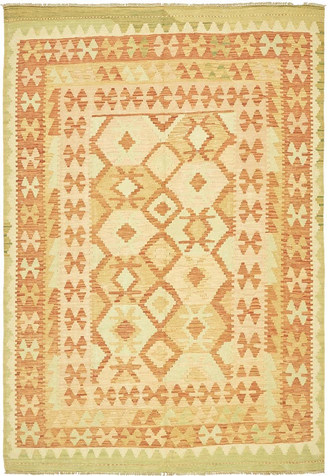 Detail image of 4' 8 x 6' 6 Hand Woven Kilim Waziri Wool Rug