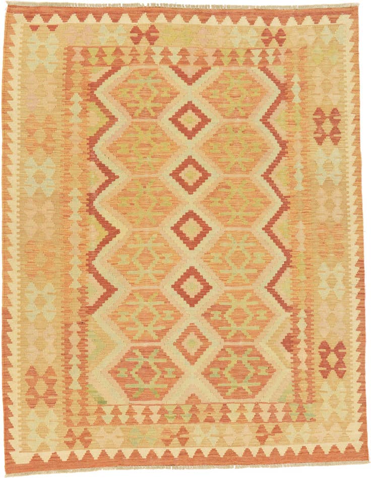 Detail image of 4' 10 x 6' 6 Hand Woven Kilim Waziri Wool Rug