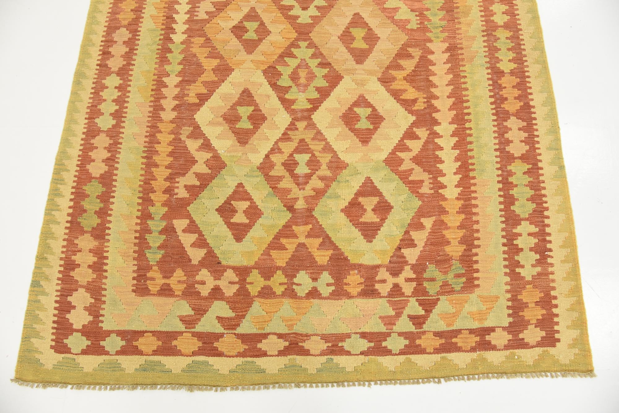 4' 6 x 6' 8 Hand Woven Kilim Waziri Wool Rug