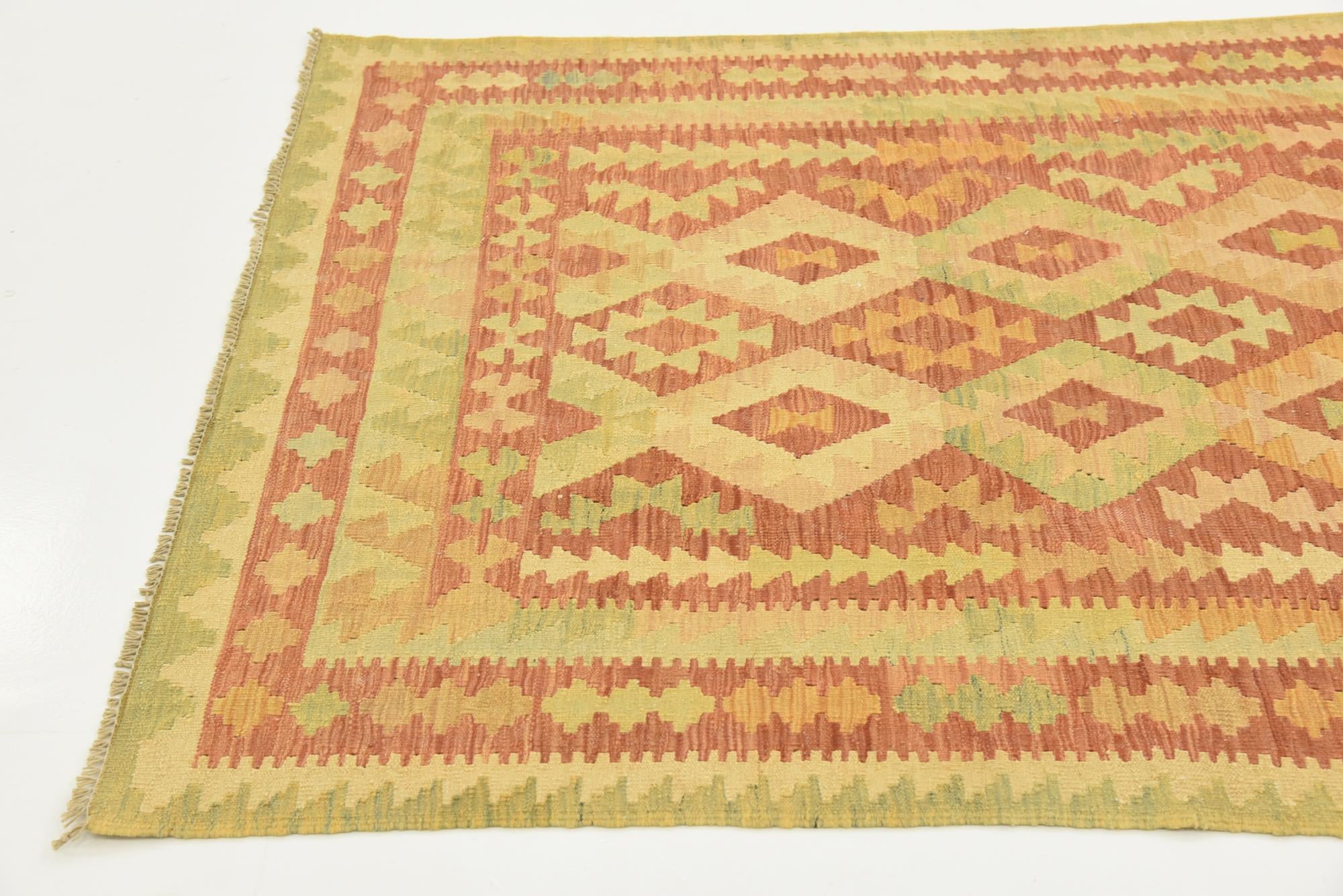 4' 6 x 6' 8 Hand Woven Kilim Waziri Wool Rug