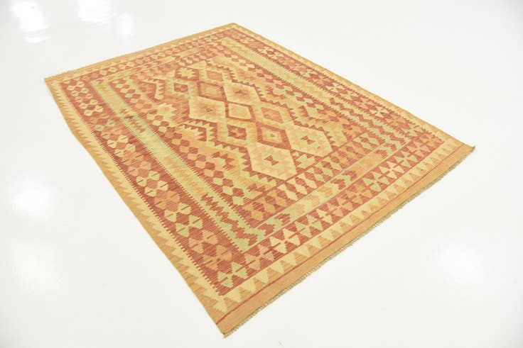 Detail image of 4' 11 x 6' 7 Hand Woven Kilim Waziri Wool Rug