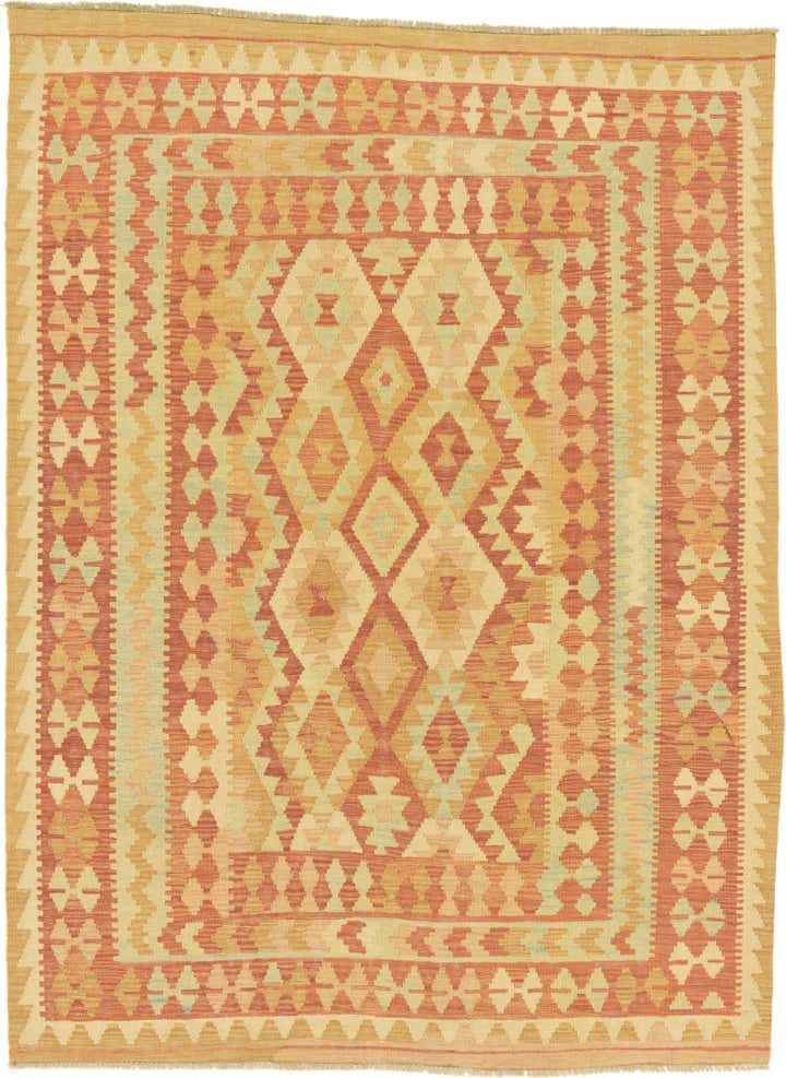 4' 11 x 6' 7 Hand Woven Kilim Waziri Wool Rug