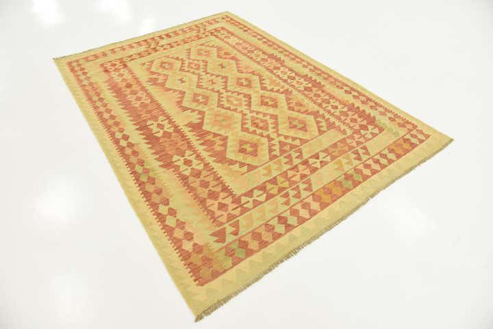 4' 11 x 6' 5 Hand Woven Kilim Waziri Wool Rug