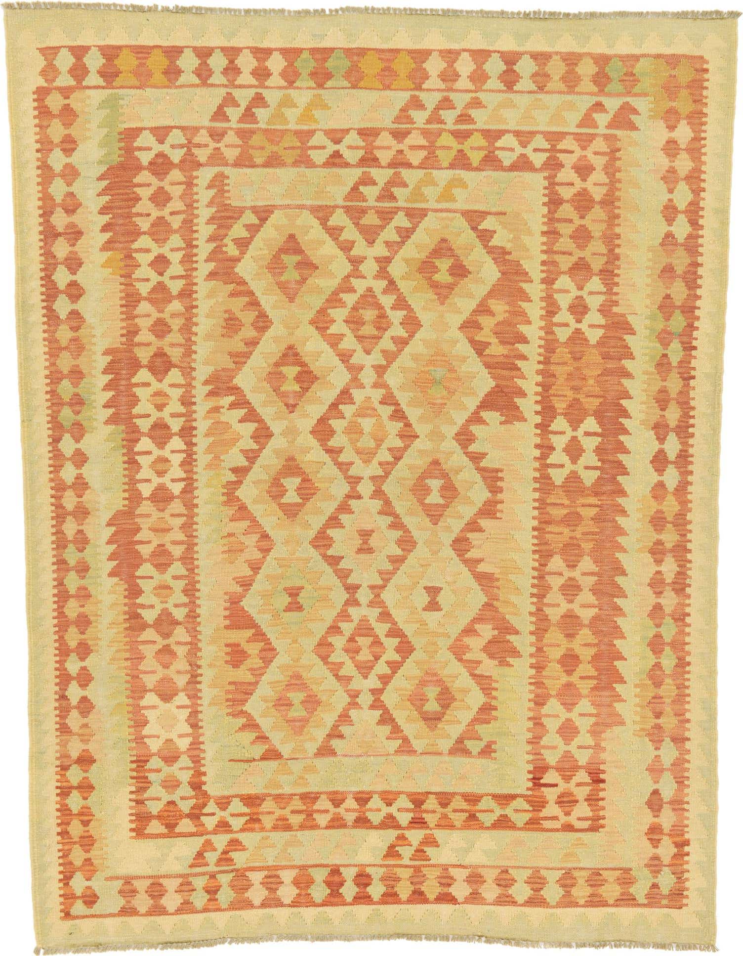 4' 11 x 6' 5 Hand Woven Kilim Waziri Wool Rug