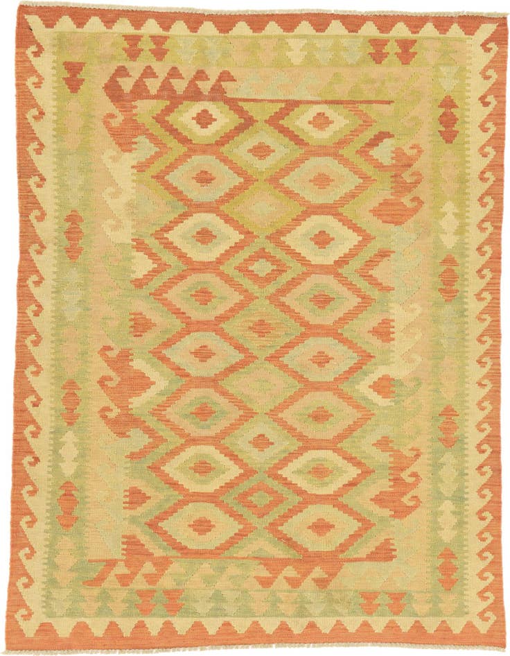 Detail image of 3' 9 x 6' Hand Woven Kilim Waziri Wool Rug