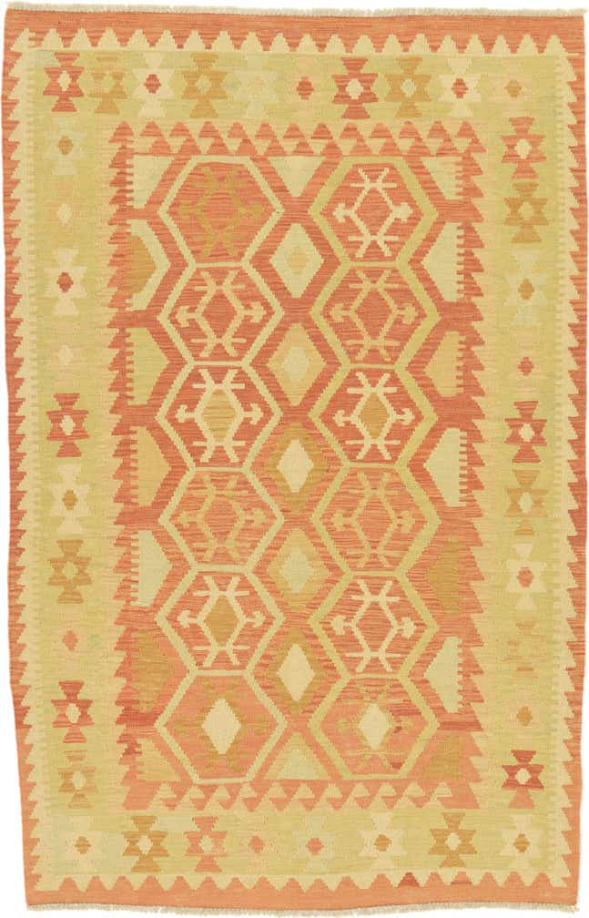 3' 9 x 5' 9 Hand Woven Kilim Waziri Wool Rug