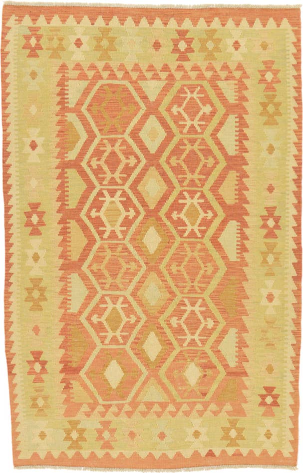 Detail image of 3' 9 x 5' 9 Hand Woven Kilim Waziri Wool Rug