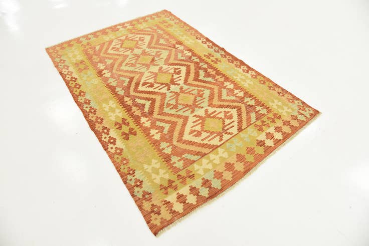 Detail image of 3' 10 x 5' 8 Hand Woven Kilim Waziri Wool Rug
